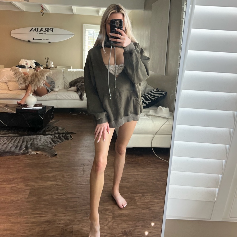 LF Emma & Sam Olive Green Cutout Hoodie